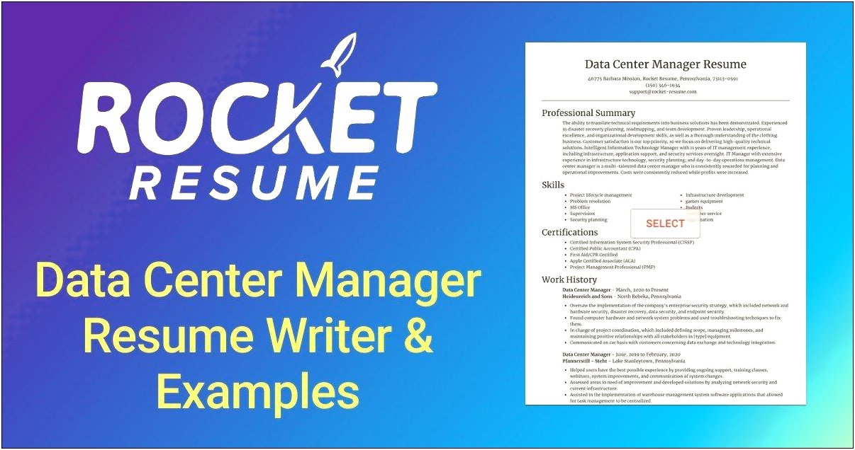 Data Center Manager Resume Sample