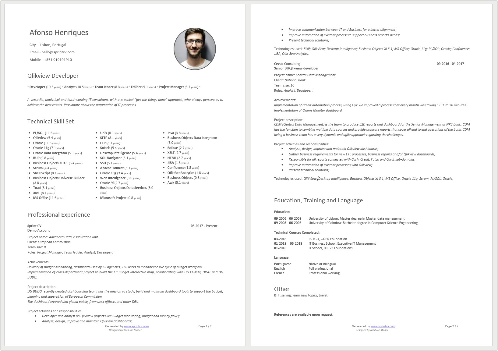 Data Management Python Developer Resume