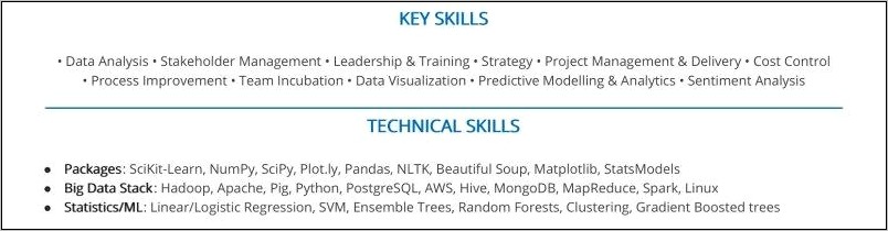 Data Science Technical Skill Resume