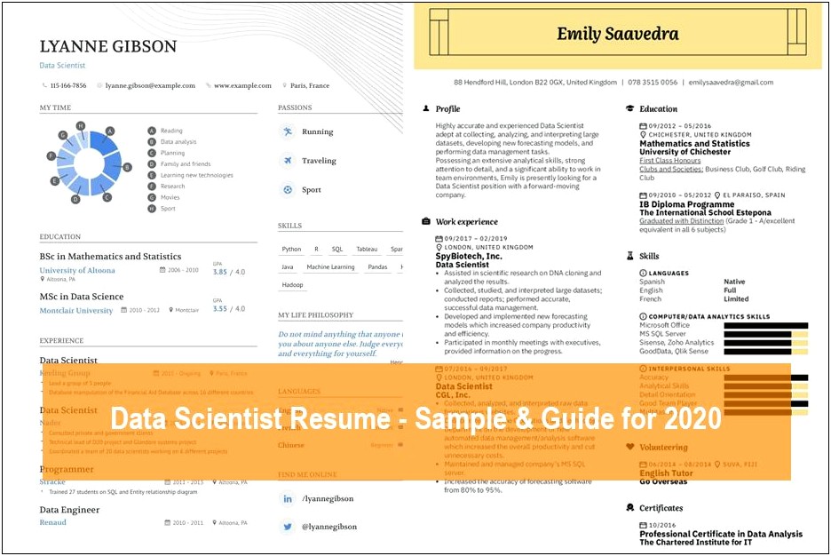 Data Scientist Resume For Graduates Sample