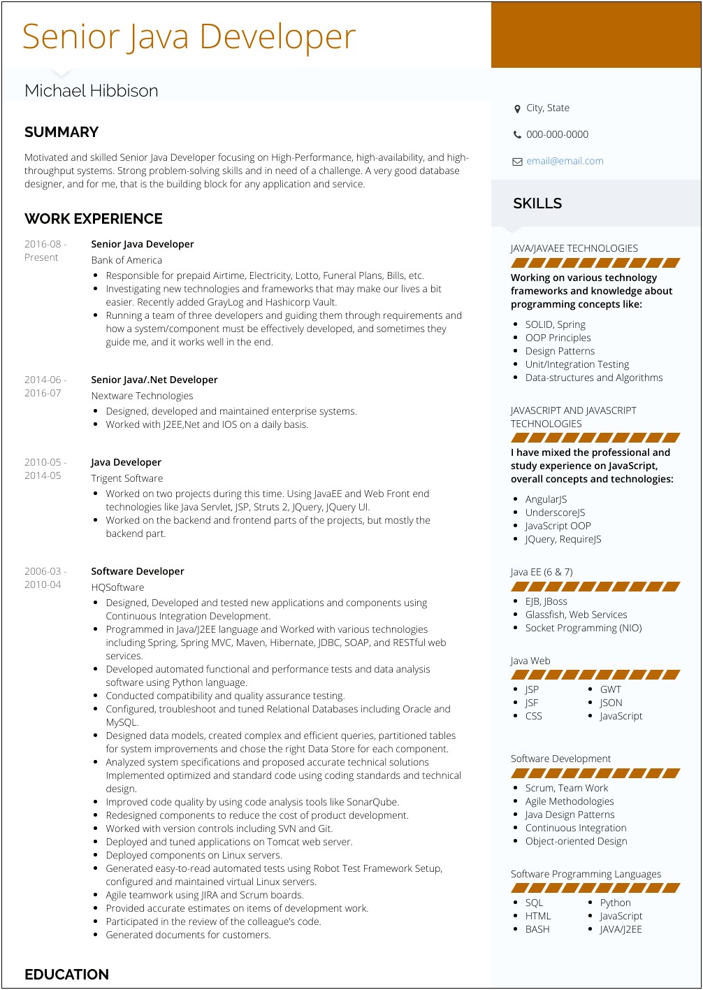 Data Structures And Algorithms Sample Resume