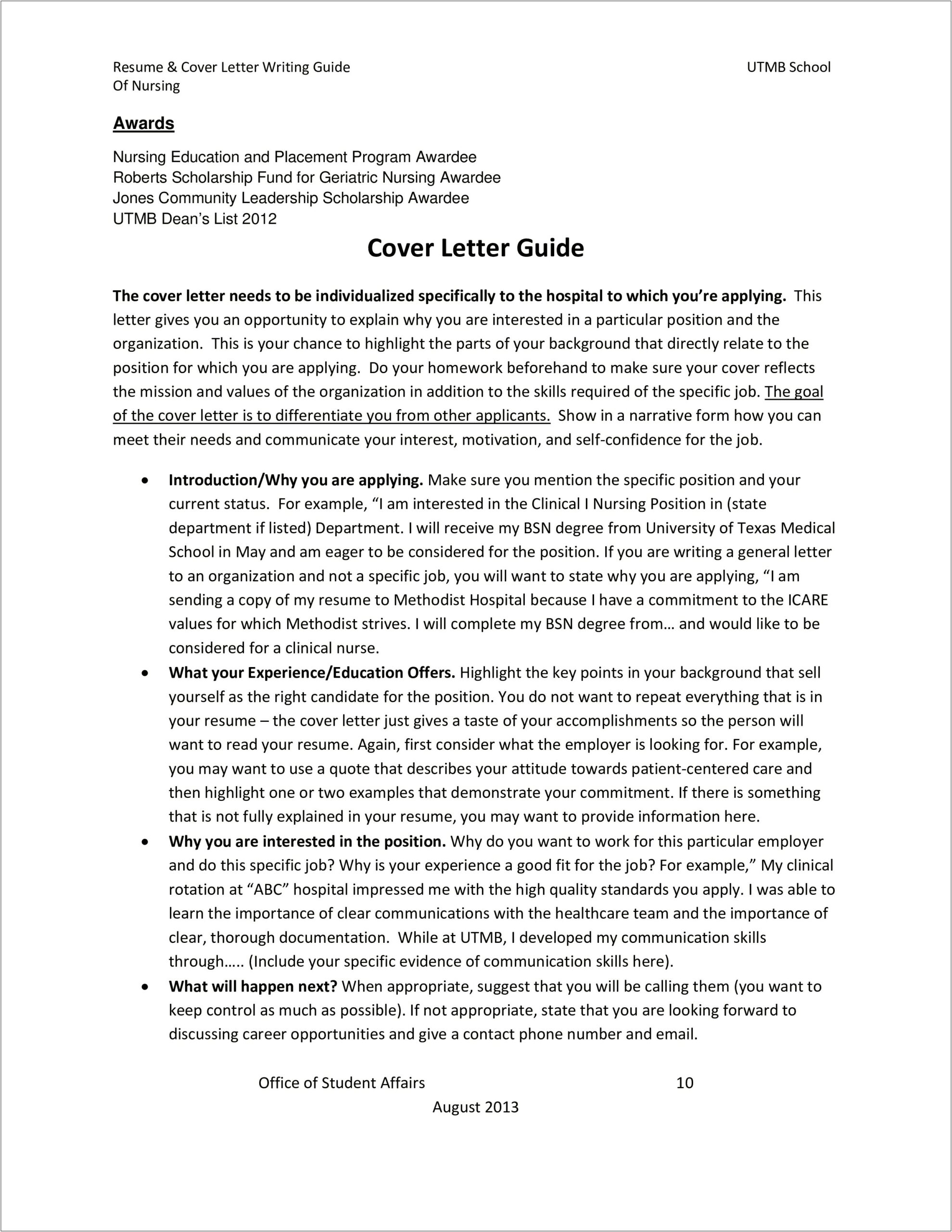 Dean Of Students Resume Cover Letter