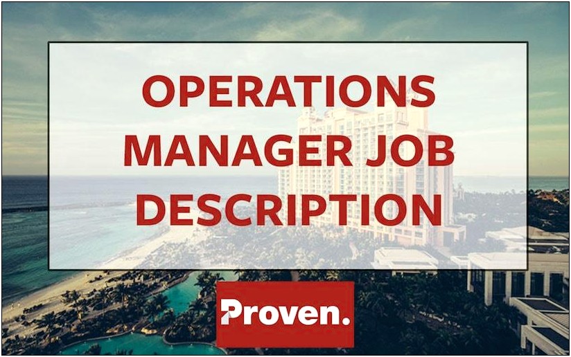Define Operations Manager For Resume
