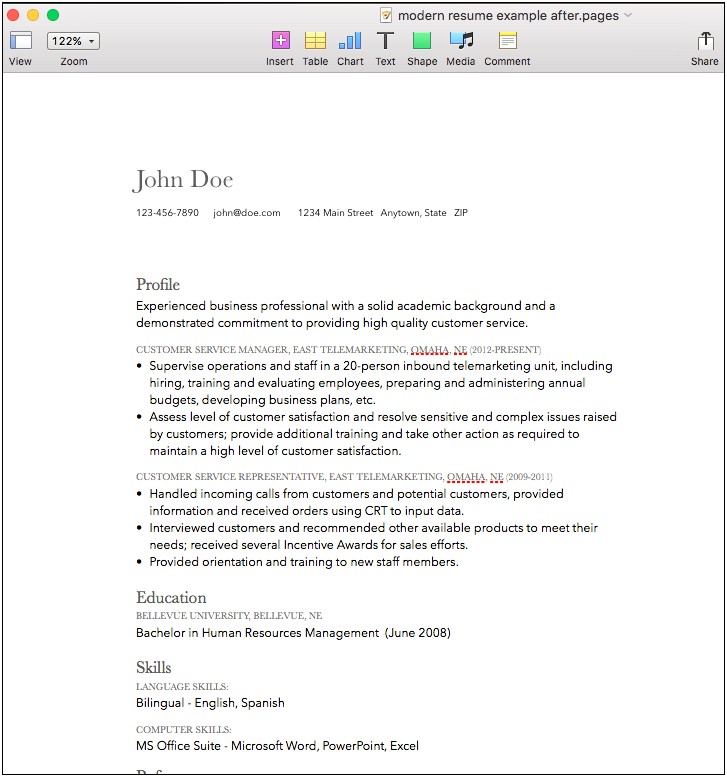 Delete Lines In Mac Resume Templates