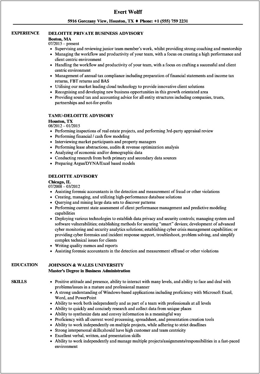 Deloitte Leadership Conference Resume Examples