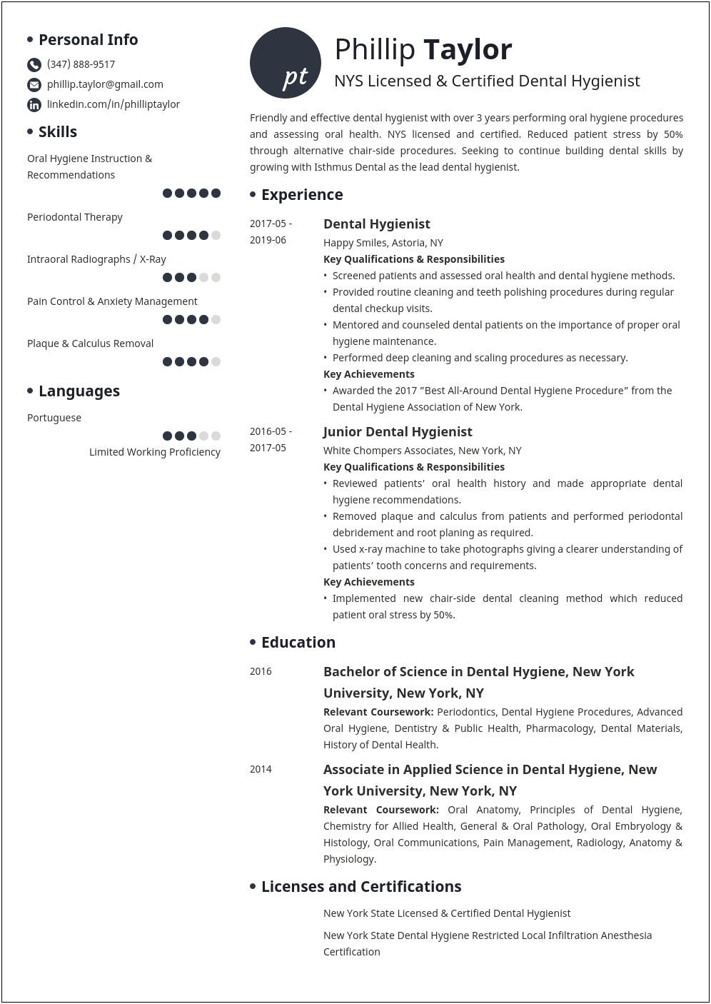 Dental Hygienist Resume Summary Statement Examples