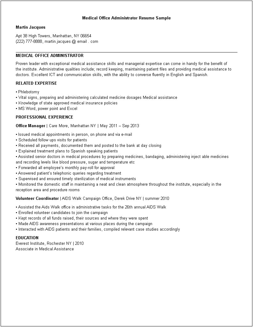 Dental Office Manager Resume Examples