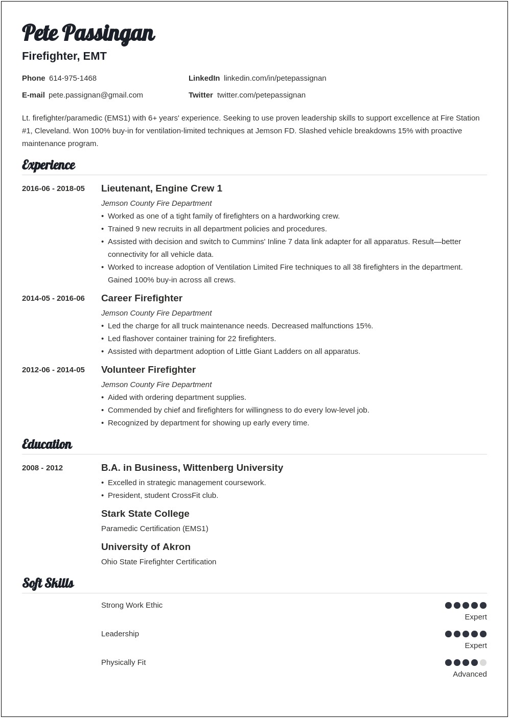 Deputy Fire Chief Resume Examples