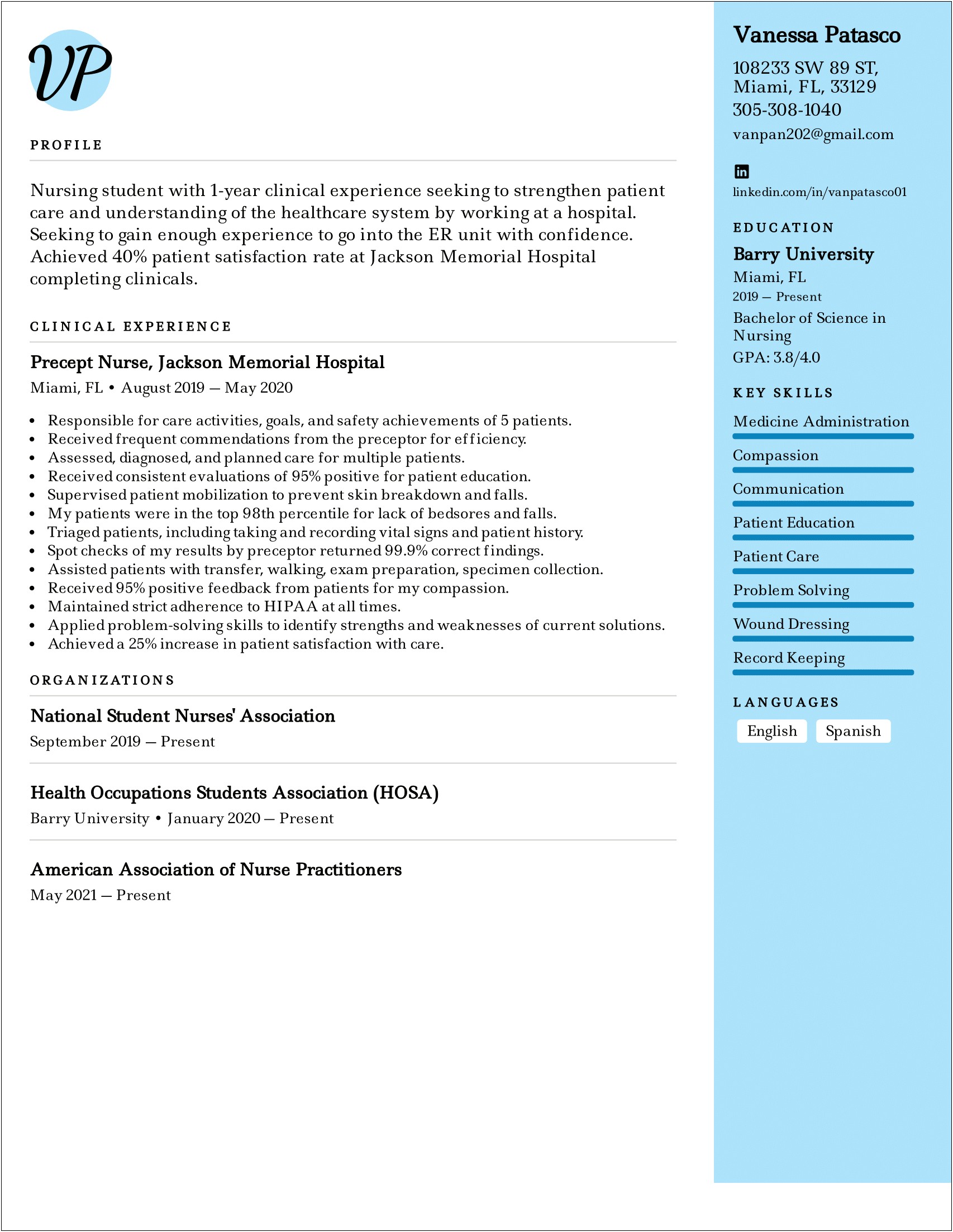 Describe Nurse Practitioner Clinical Experience Resume