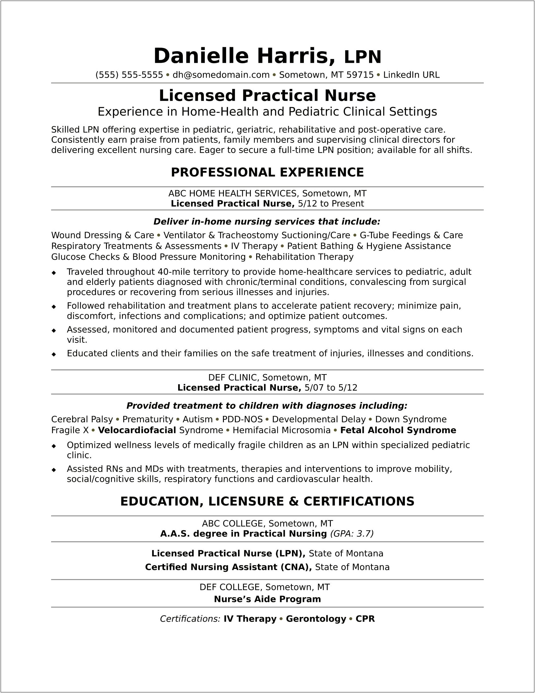 Description Of Nursing Duties For Resume