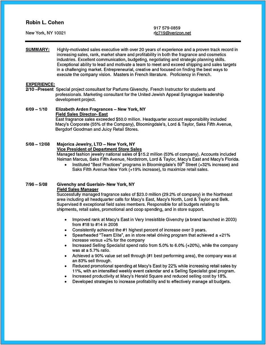 Description On Resume For Beauty Consultant