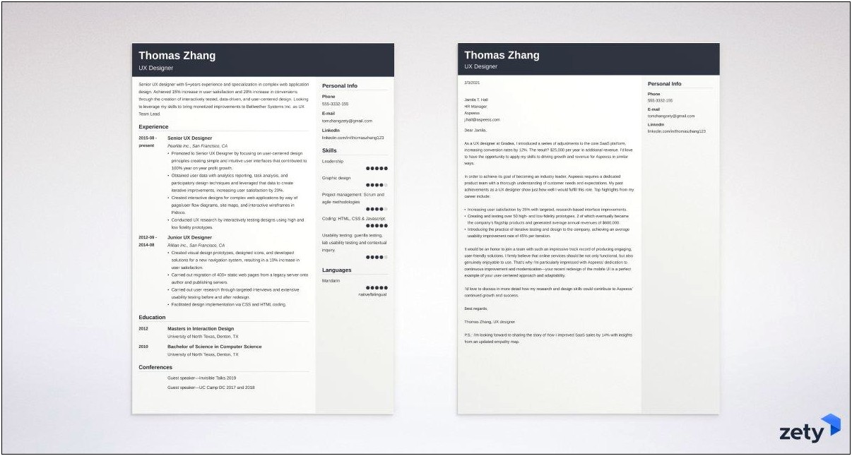 Designer Cover Letter Resume Examples