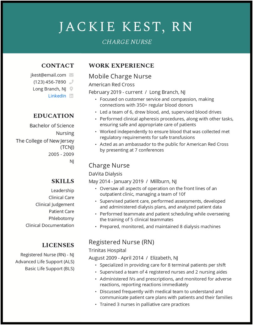 Detailed Resume Sample With Job Description For Nurses