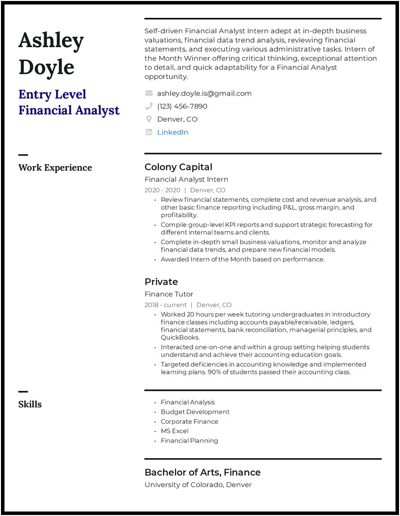 Detailed Resume With Your Budgeting Forecasting Experience