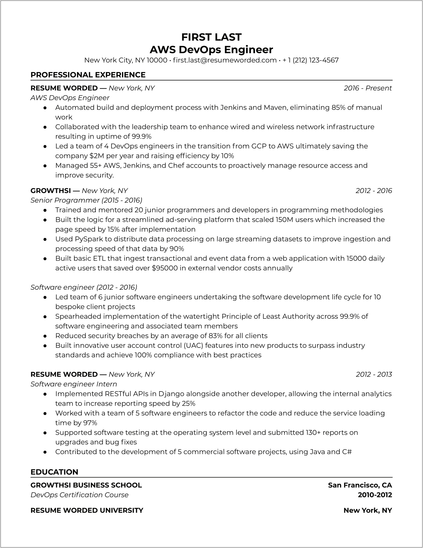 Devops Resume Over 8 Years Of Experience