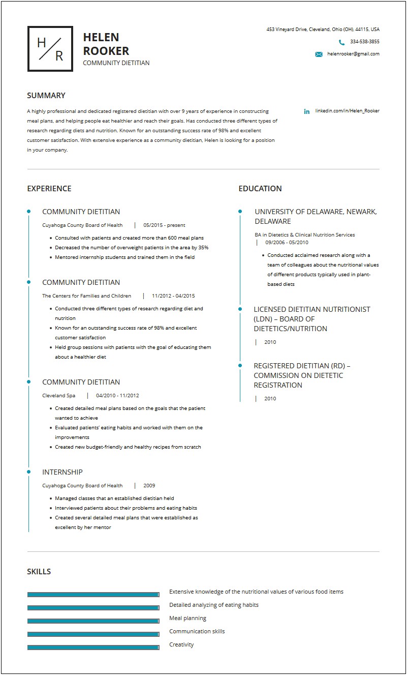 Dieititan Resume Skills Qualifications Summary Section