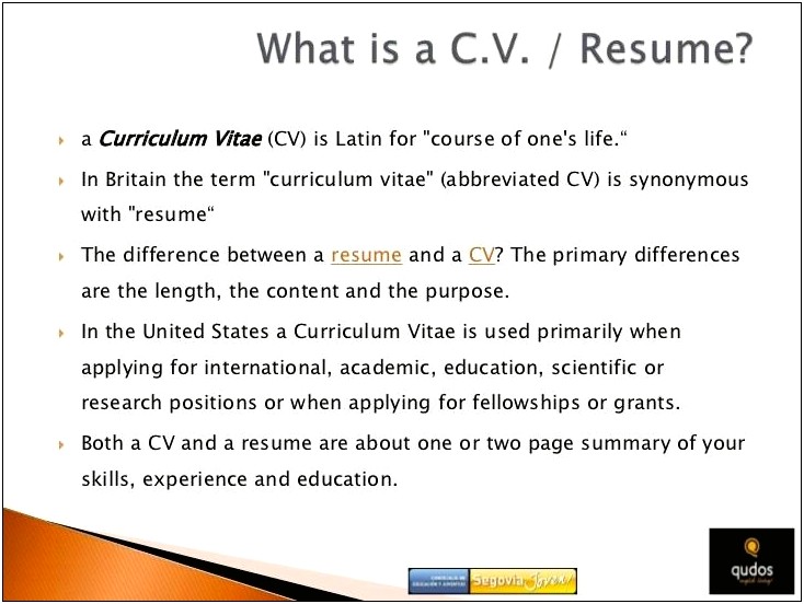 Difference Between Resume Cv And Cover Letter