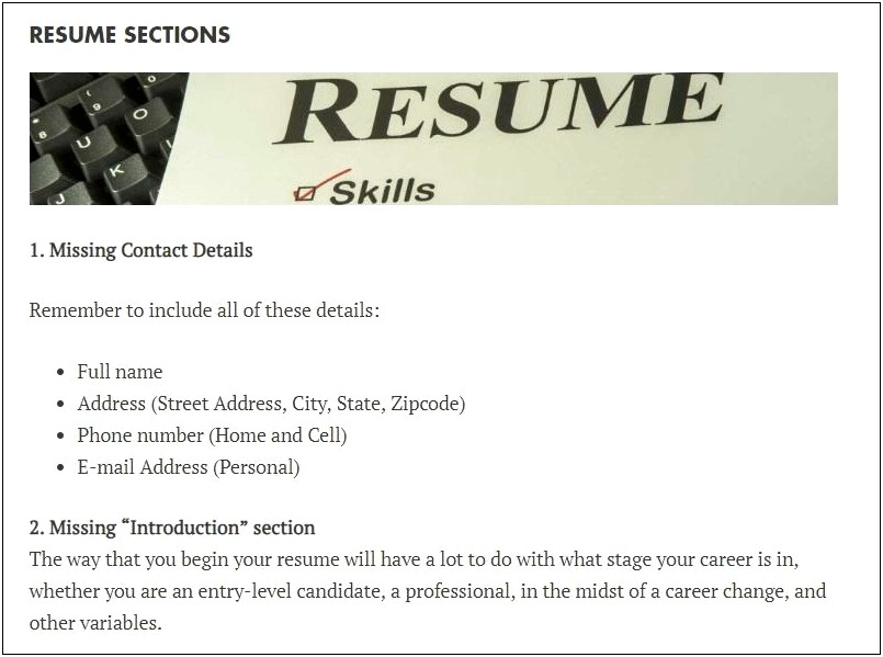 Different Sections You Can Put On Resume