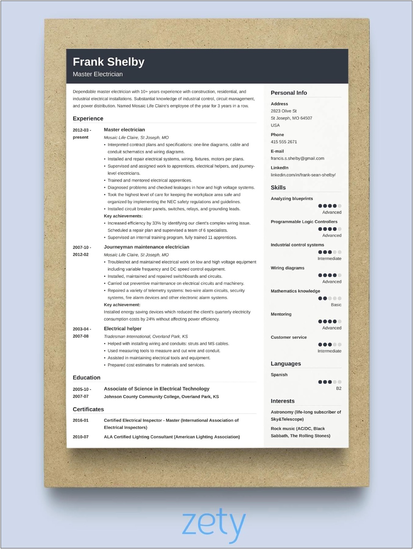 Different Style Of Resume Examples