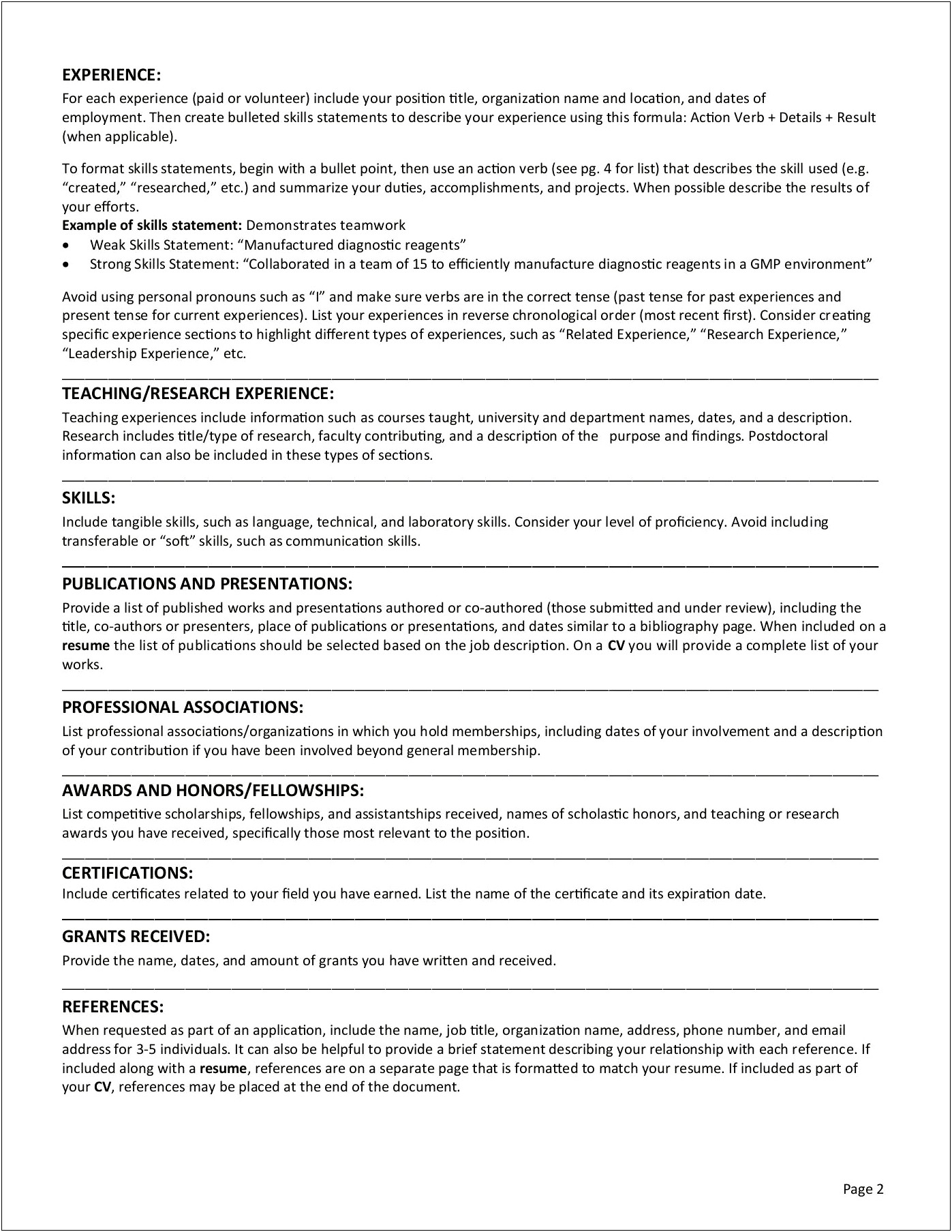 Different Types Of Research Experience Resume