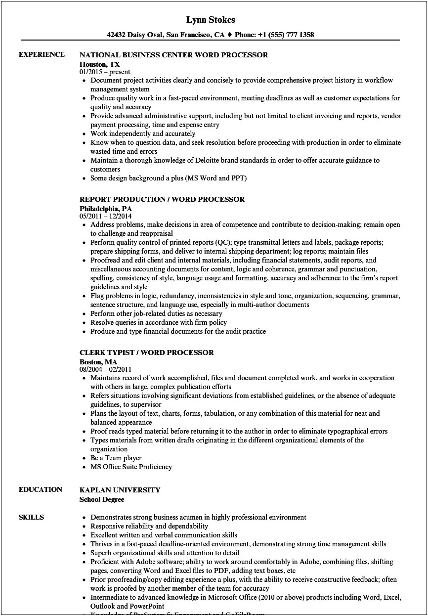 Different Word For Experience On Resume