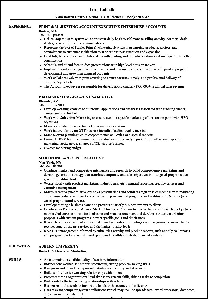 Digital Advertising Account Manager Resume