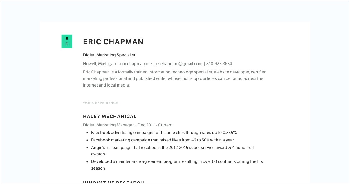 Digital Marketing Campaign Manager Resume