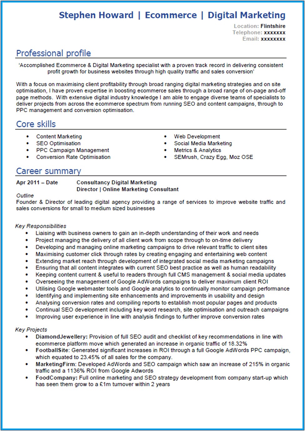 Digital Marketing Manager Job Description Resume