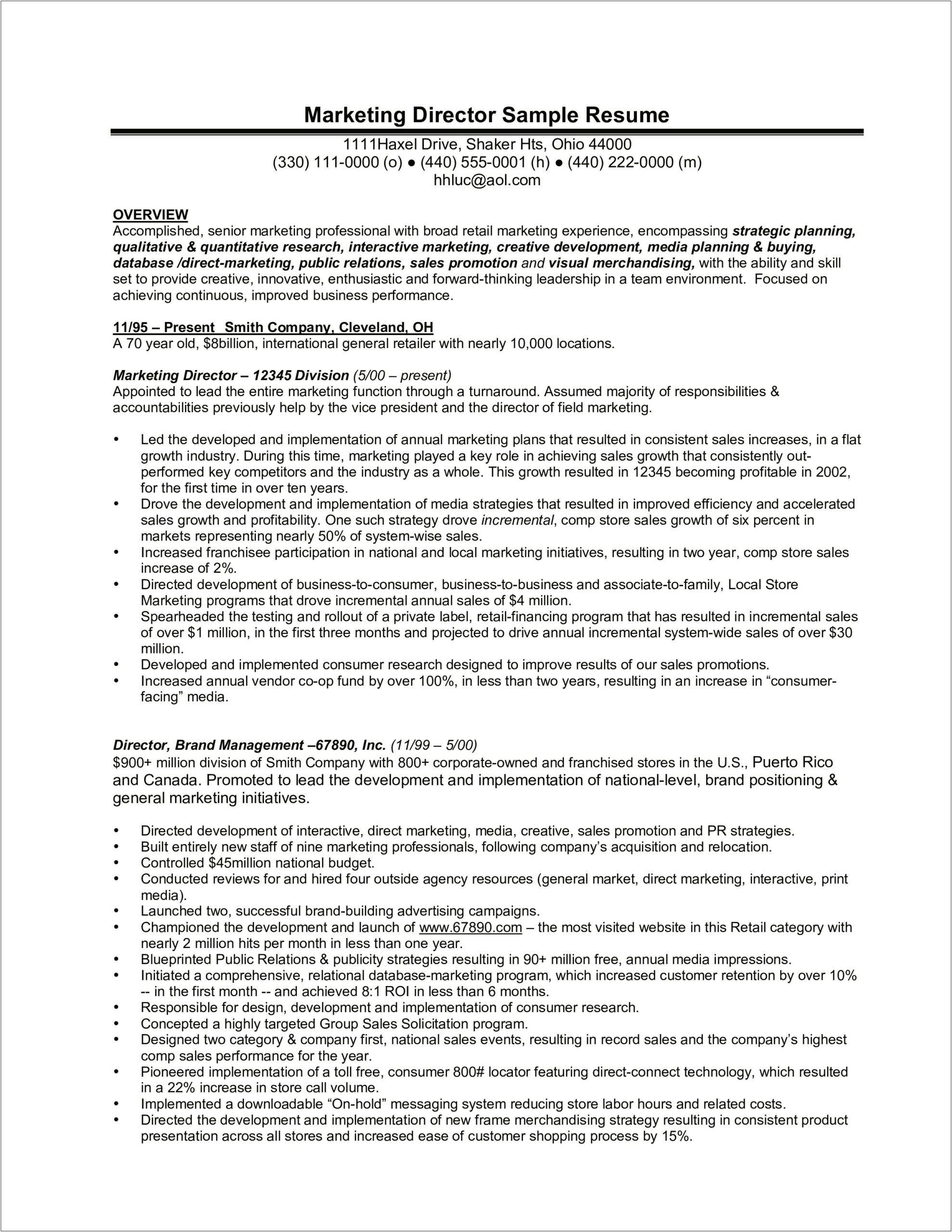 Direct Marketing Expert Resume Examples