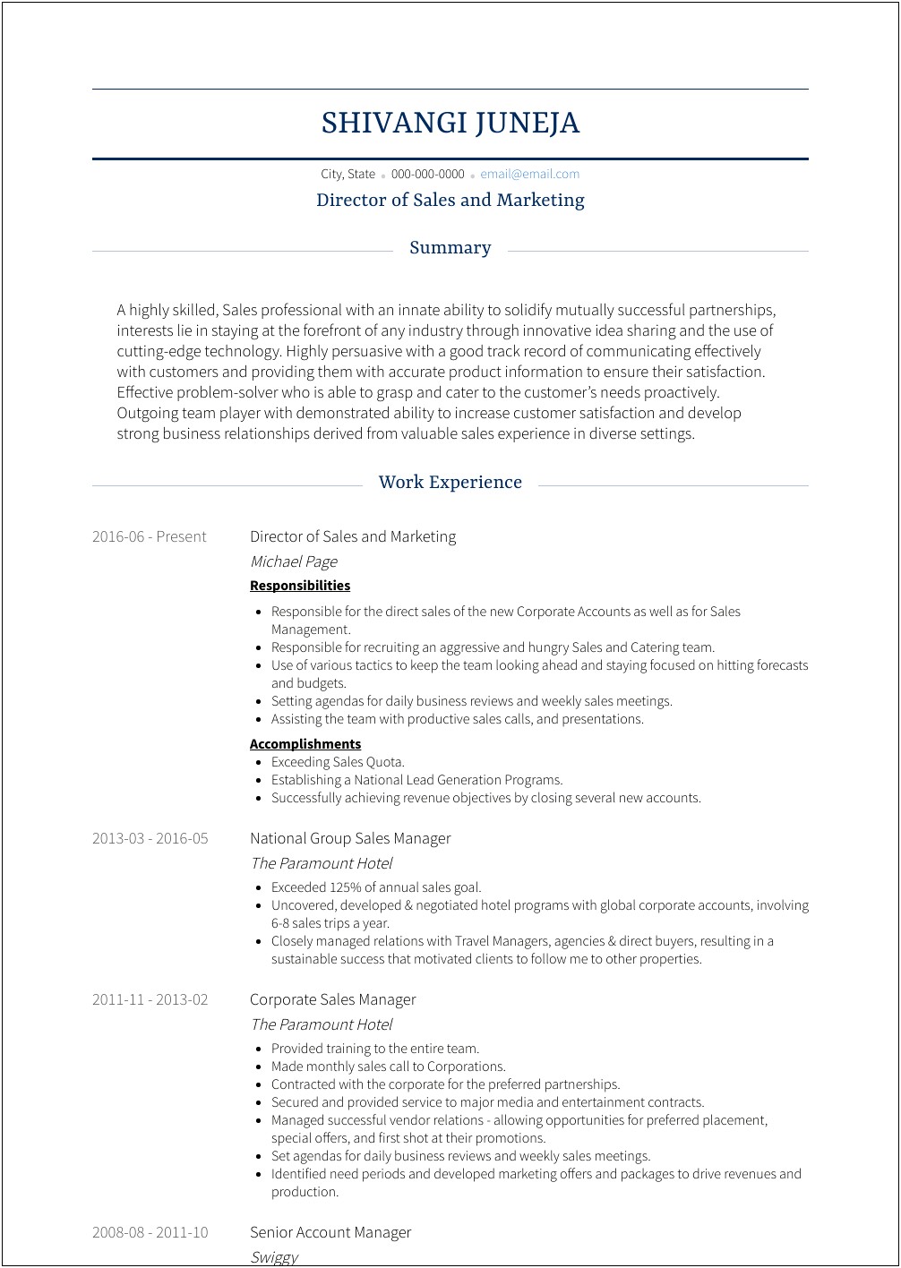 Direct Sales Manager Resume Template Is