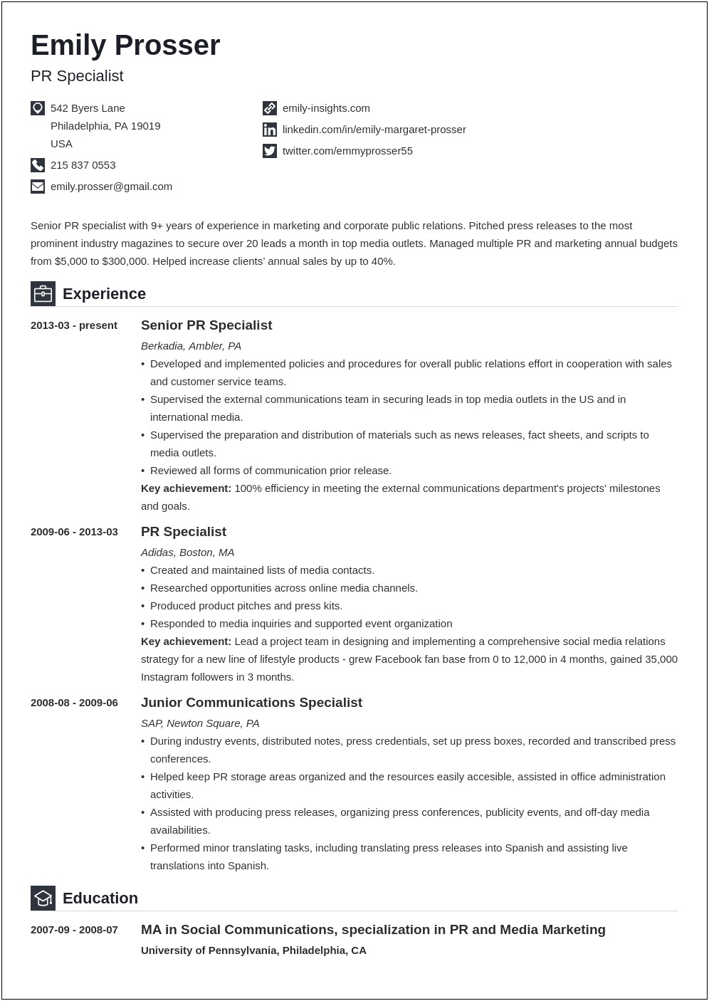 Director Of Communications Resume Examples