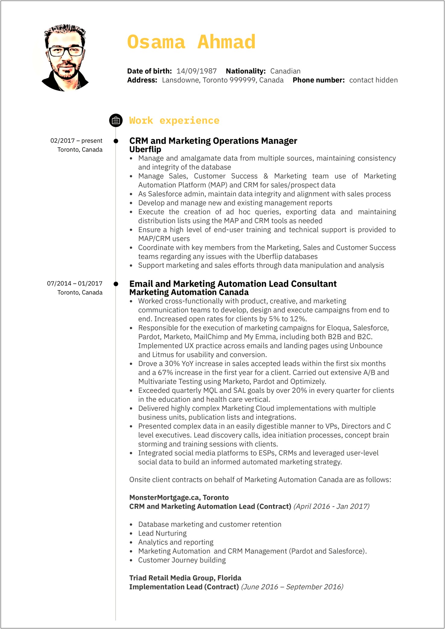 Director Of Operations And Marketing Resume Example