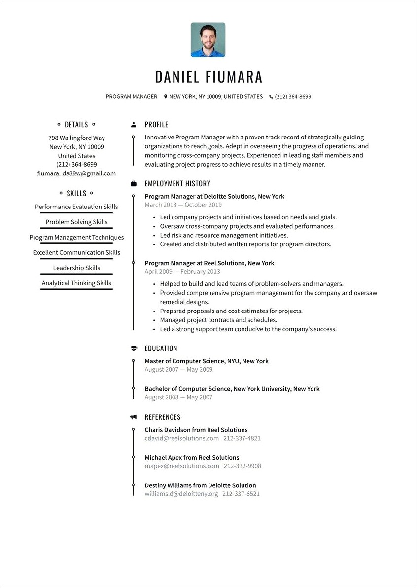 Director Program Management Sample Resume