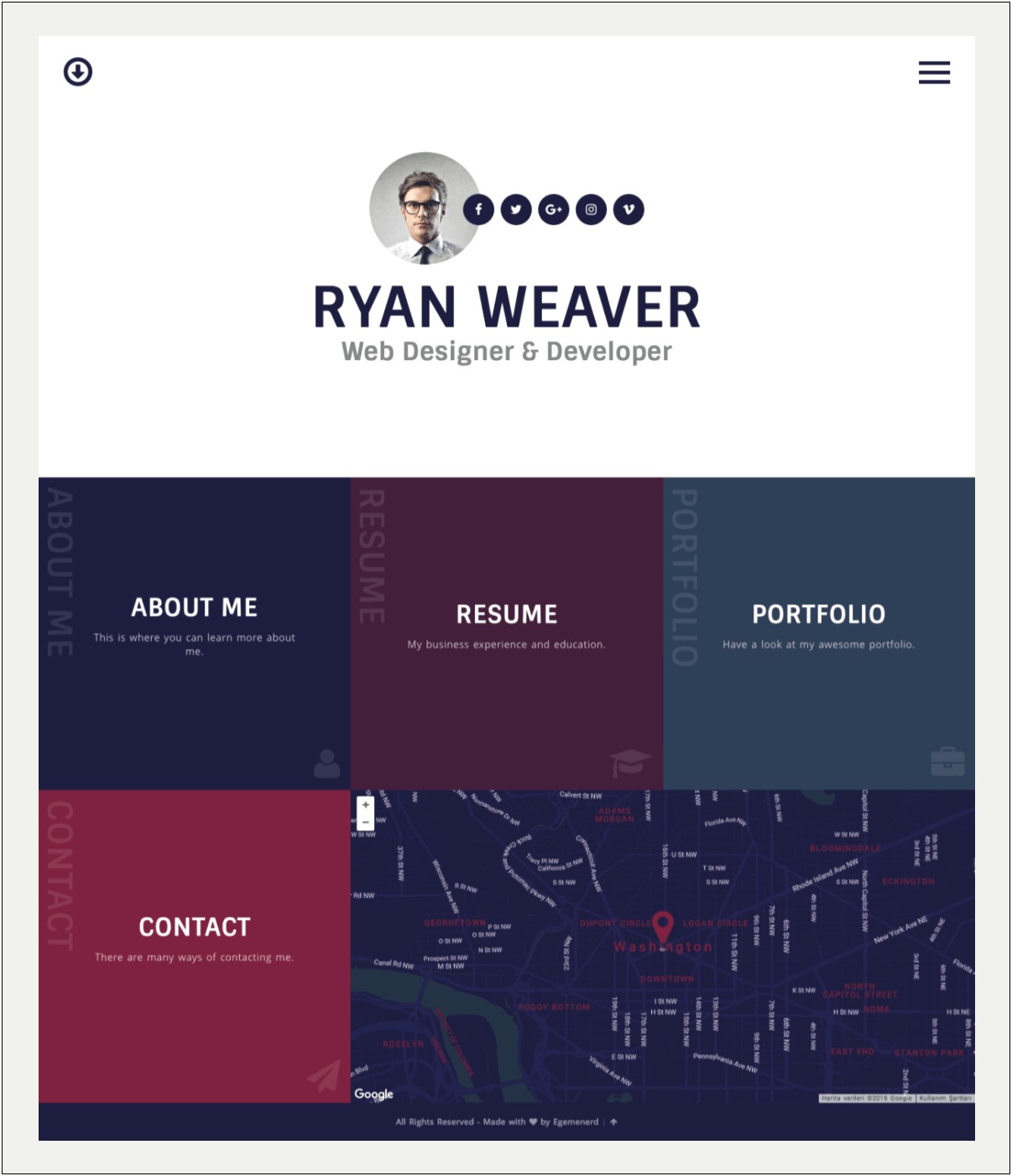 Divergent Personal Vcard Resume Html Template Free Download