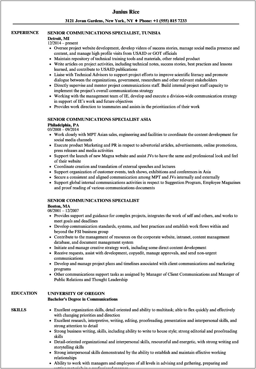 Diversity And Corporate Communications Professional Resume Sample Linkedin