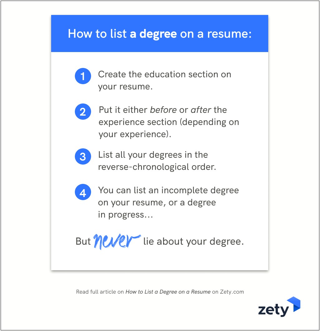 Do You Put Degrees In Progress On Resume