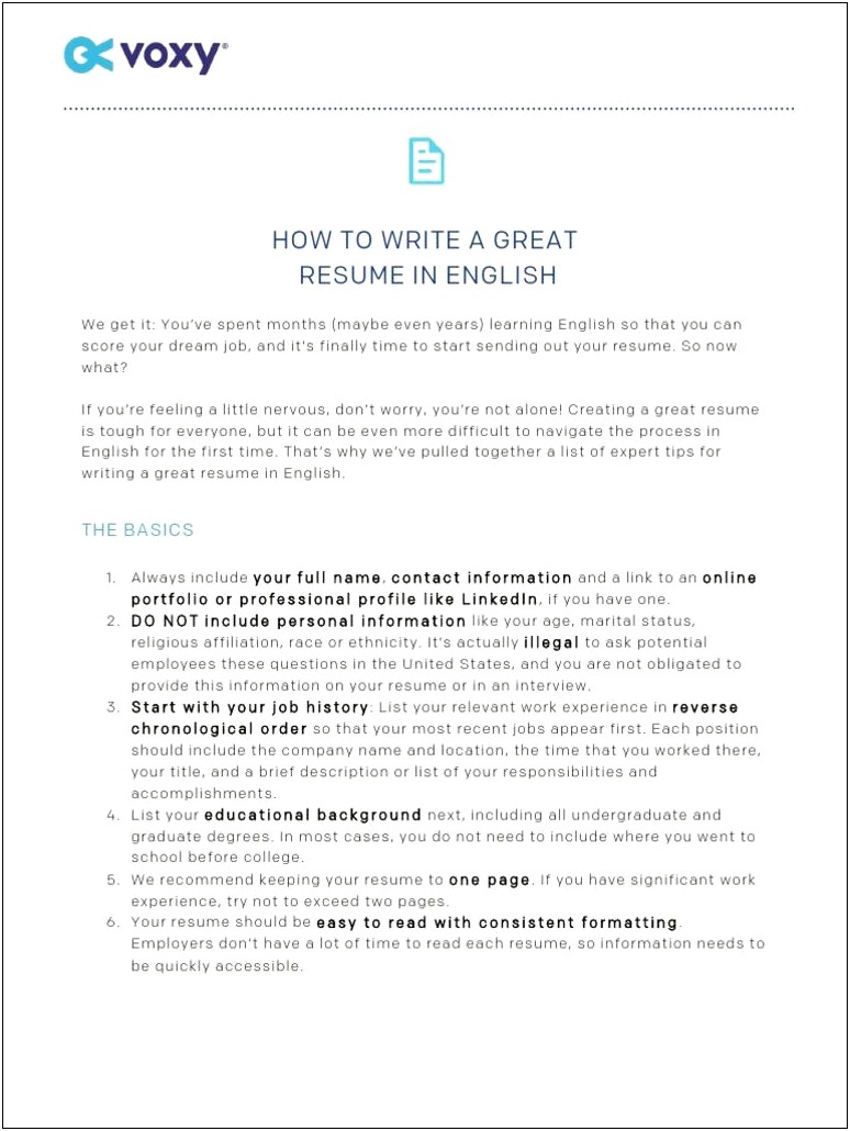 Do You Put English On Resume