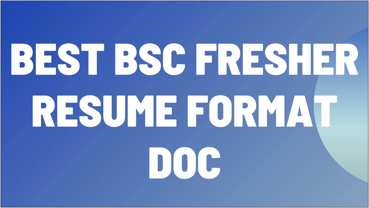 Doc Fresher Resume Free Download