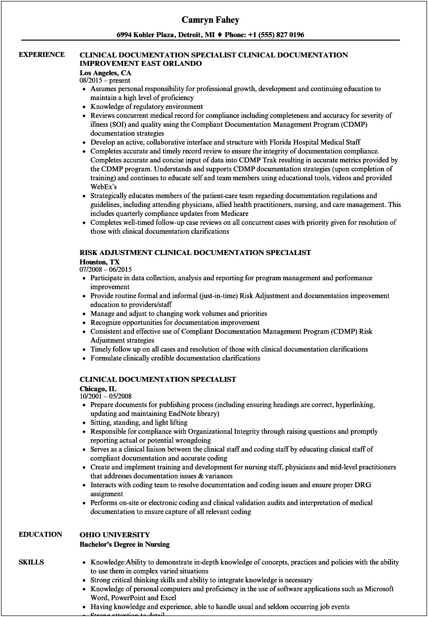 Document Coordinator Objective On Resume
