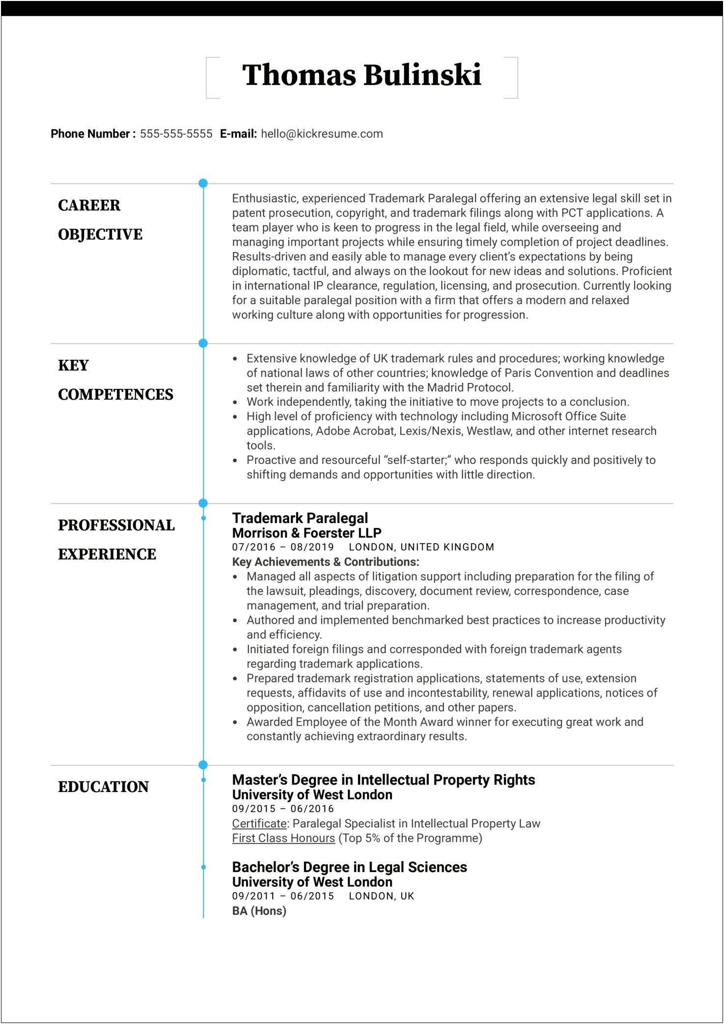 Document Review Attorney Resume Example