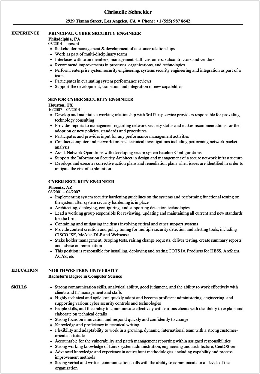 Dod Cyber Security Resume Examples
