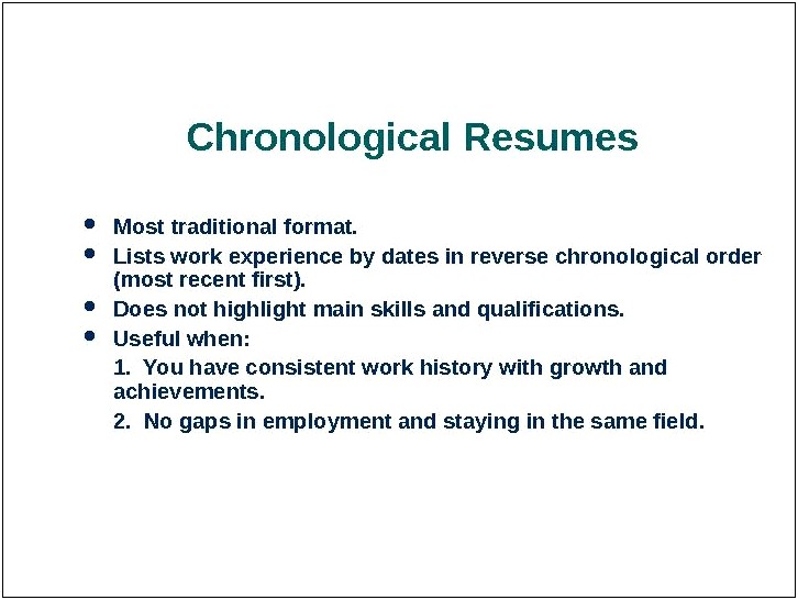 Does Work History On Resume Chronological Order