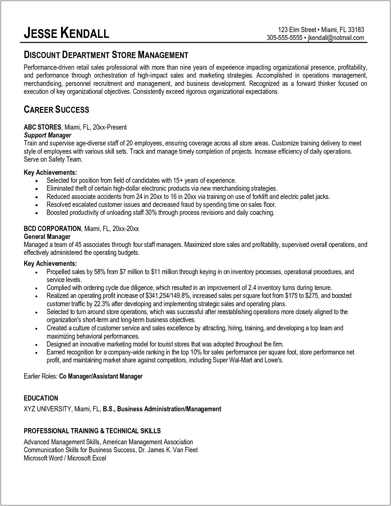 Dollar General Store Manager Resume