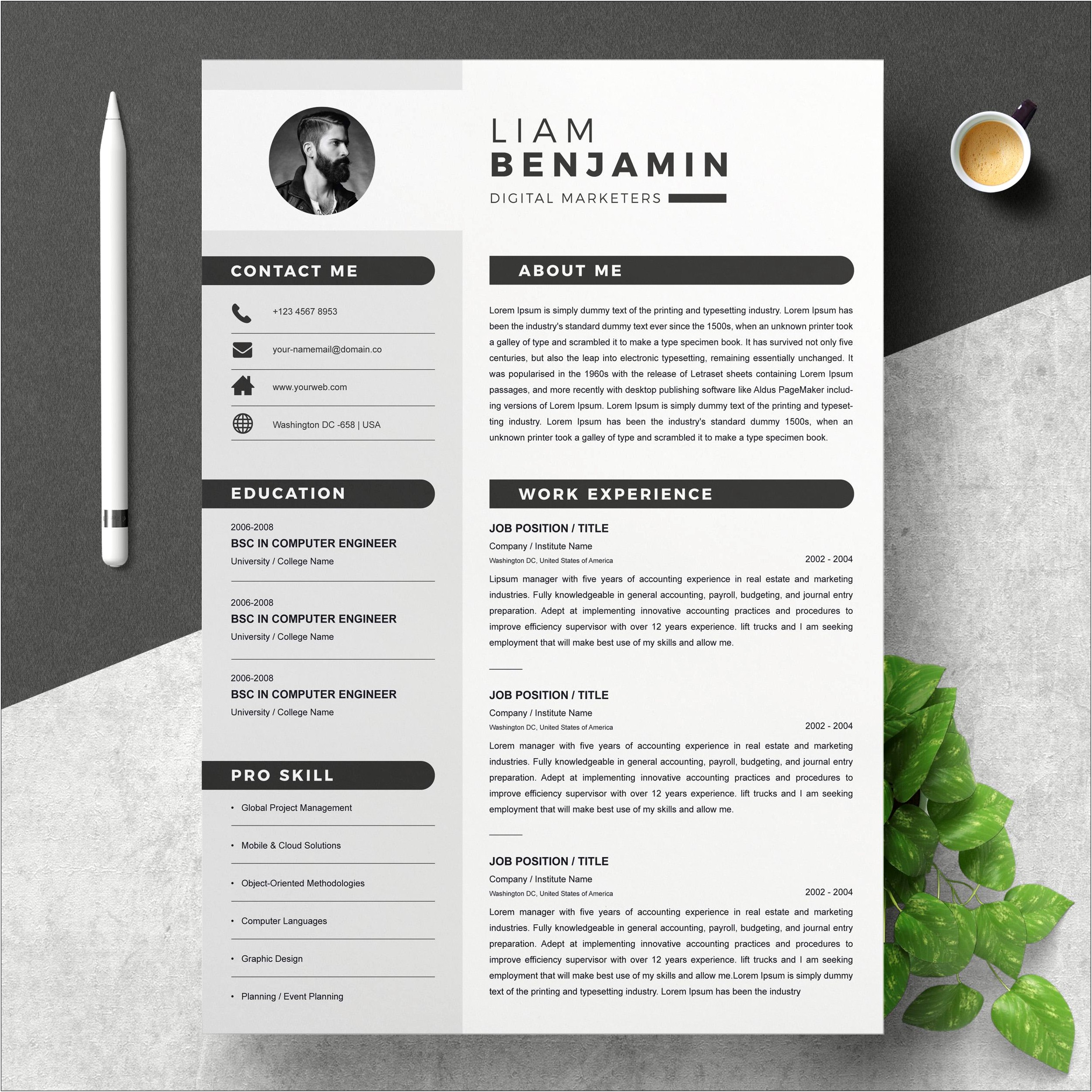 Download Free Modern Resume Templates For Word