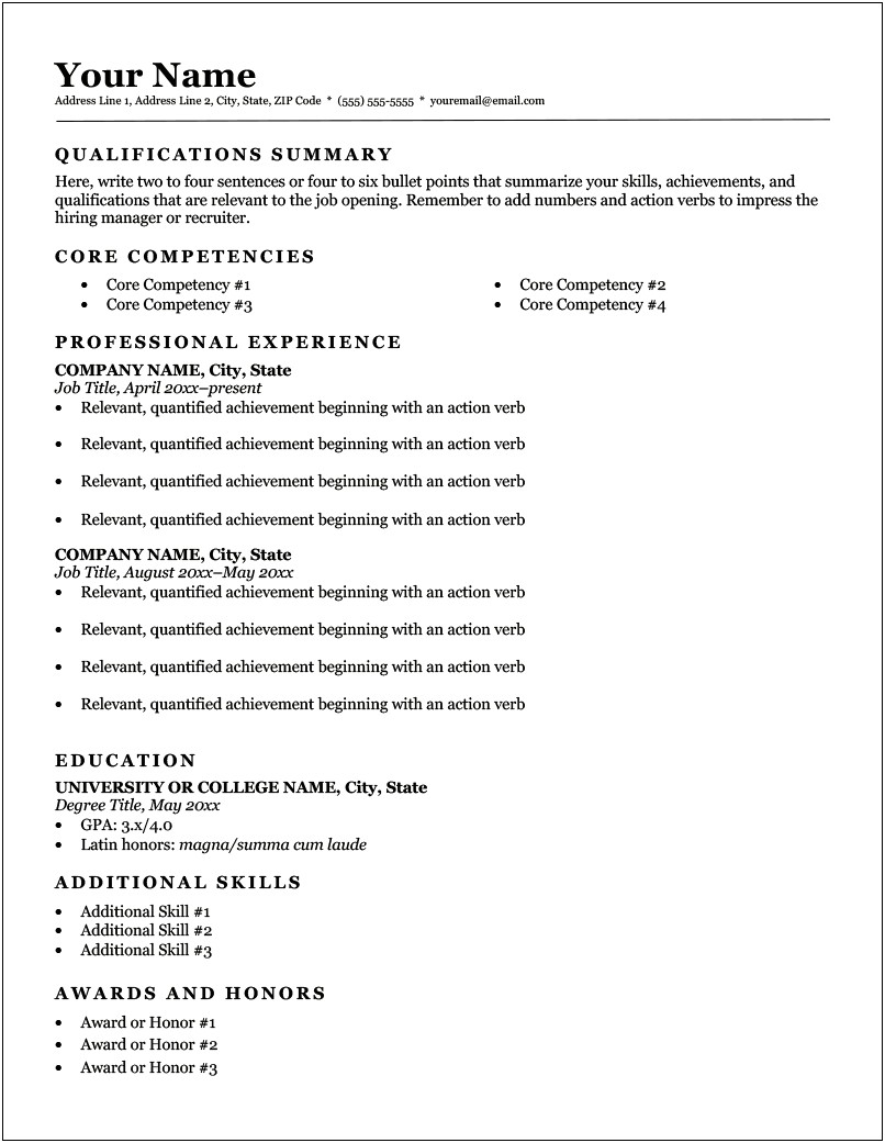 Download Resume Format For Job Application Pdf
