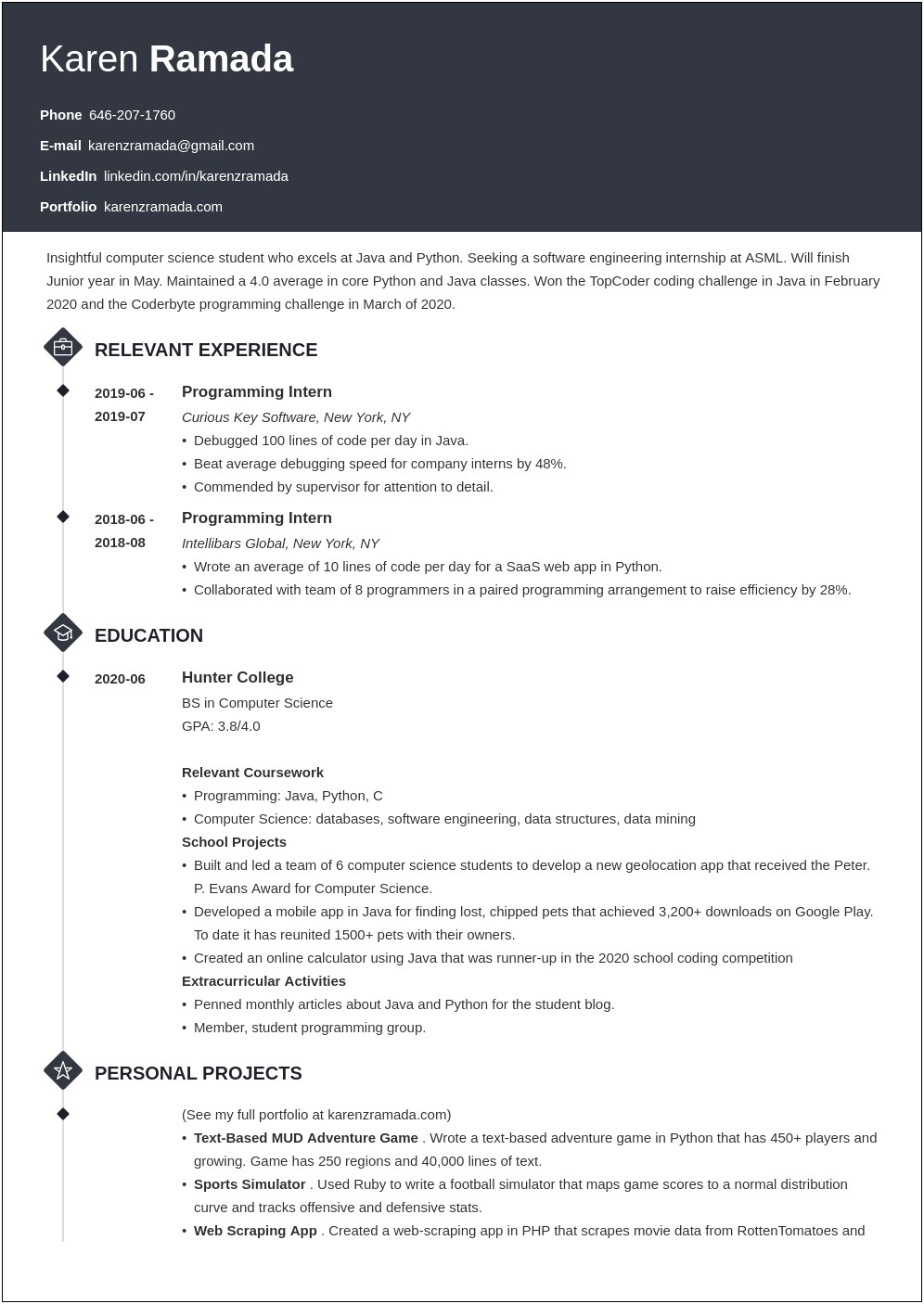 Download Sample One Page Engineering College Resume
