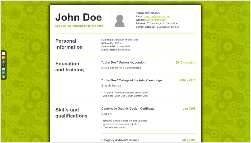 Download Sample Resume Pdf Jane Doe