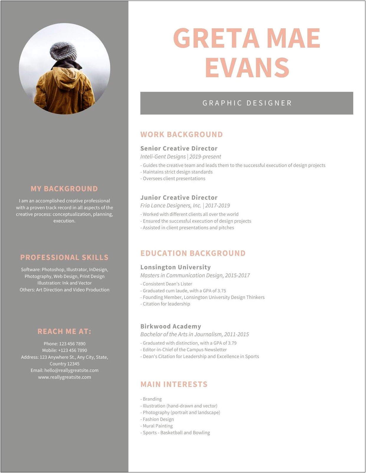 Downloadable Modern Graphic Design Resume Template