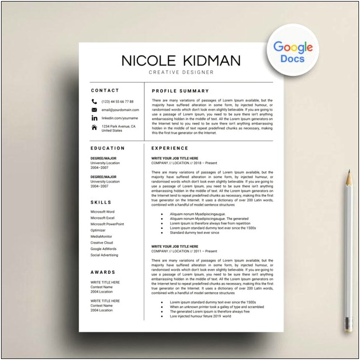 Downloadable Resume Templates For Google Docs