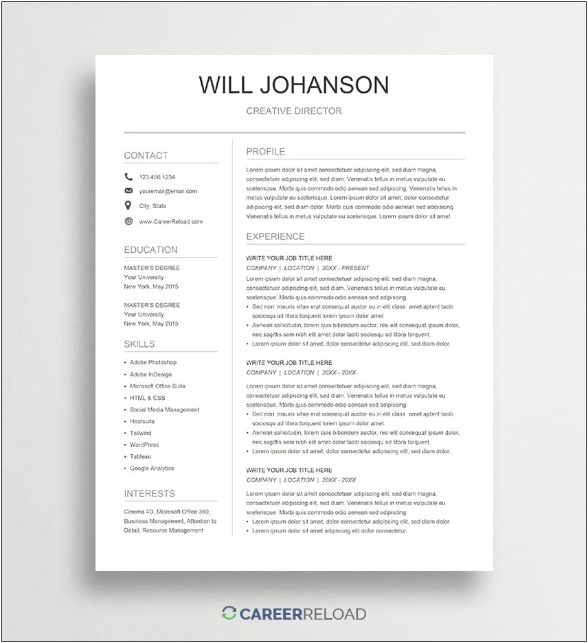 Downlodable Free Resume Templates Doc